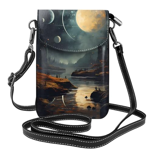 Qwvbn Moon Stars and Planets Leder Crossbody Flap Phone Bag, weich und wasserdicht, kann als Brieftasche verwendet werden, mit einem abnehmbaren Schultergurt. Qwvbn Moon Stars and Planets Leder Crossbody Flap Phone Bag, weich und wasserdicht, kann als Brieftasche verwendet werden, mit einem abnehmbaren Schultergurt. von Qwvbn