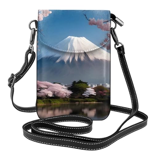 Qwvbn Mt. Fuji im Frühjahr, Leder-Crossbody-Tasche, weich und wasserdicht, kann als Geldbörse verwendet werden, mit abnehmbarem Schultergurt. Qwvbn Mt. Fuji im Frühjahr, Leder-Crossbody-Tasche, weich und wasserdicht, kann als Geldbörse verwendet werden, mit abnehmbarem Schultergurt. von Qwvbn