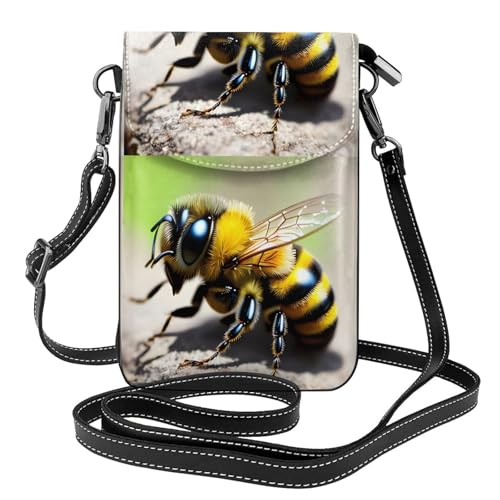 Qwvbn Niedliche kleine Bienen-Leder-Umhängetasche, weich und wasserdicht, kann als Geldbörse verwendet werden, mit abnehmbarem Schultergurt. von Qwvbn