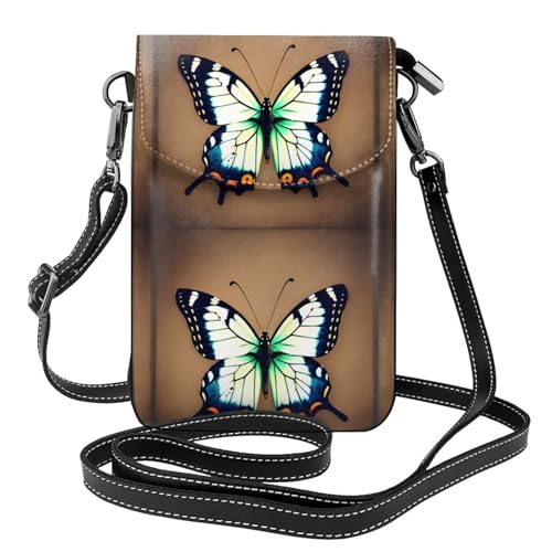 Qwvbn Niedliche kleine Schmetterlings-Leder-Umhängetasche, weich und wasserdicht, kann als Geldbörse verwendet werden, mit abnehmbarem Schultergurt. von Qwvbn