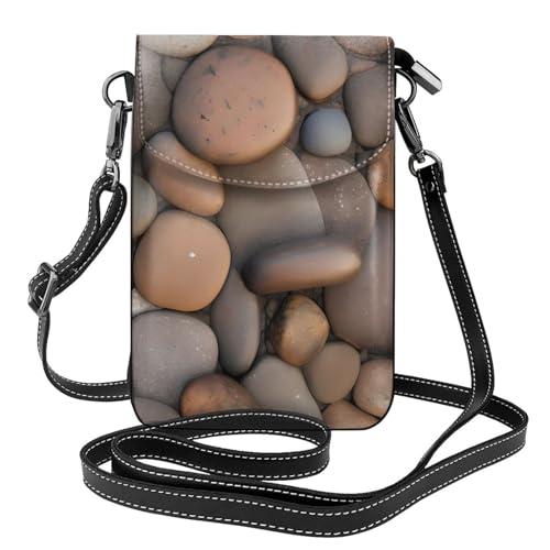 Qwvbn Pebbles in the Beach Leder-Umhängetasche, weich und wasserdicht, kann als Geldbörse verwendet werden, mit abnehmbarem Schultergurt. von Qwvbn