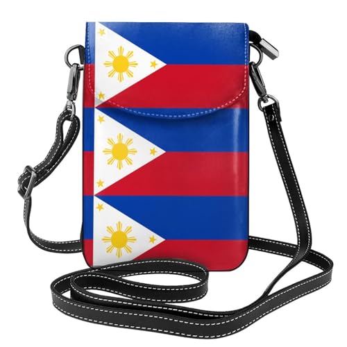 Qwvbn Philippinische Flagge, Leder, Crossbody-Tasche, weich und wasserdicht, kann als Geldbörse verwendet werden, mit abnehmbarem Schultergurt. von Qwvbn
