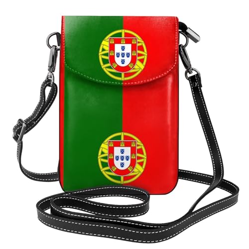 Qwvbn Portugiesische Flagge, Leder, Crossbody-Tasche, weich und wasserdicht, kann als Geldbörse verwendet werden, mit abnehmbarem Schultergurt. von Qwvbn