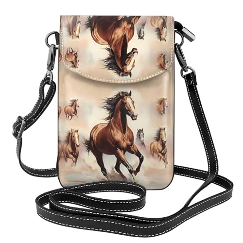 Qwvbn Prancing Brown Horse Leder-Crossbody-Tasche, weich und wasserdicht, kann als Geldbörse verwendet werden, mit abnehmbarem Schultergurt. Qwvbn Prancing Brown Horse Leder-Crossbody-Tasche, weich und wasserdicht, kann als Geldbörse verwendet werden, mit abnehmbarem Schultergurt. von Qwvbn