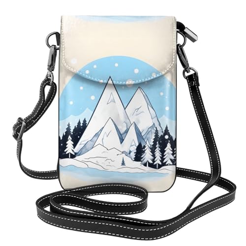 Qwvbn Schneebedeckte Berge, Leder-Crossbody-Tasche, weich und wasserdicht, kann als Brieftasche verwendet werden, mit abnehmbarem Schultergurt. Qwvbn Schneebedeckte Berge, Leder-Crossbody-Tasche, weich und wasserdicht, kann als Brieftasche verwendet werden, mit abnehmbarem Schultergurt. von Qwvbn
