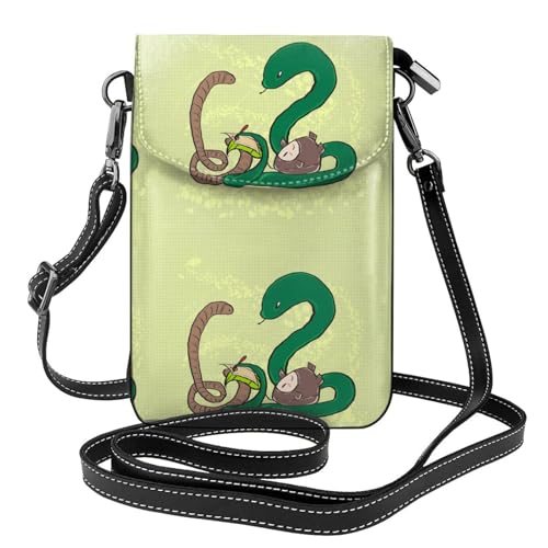 Qwvbn Sonnenblumenkerne, Regenwurmschlange, Leder, Crossbody-Tasche, weich und wasserdicht, kann als Brieftasche verwendet werden, mit abnehmbarem Schultergurt. von Qwvbn