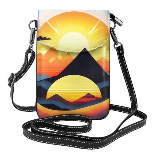 Qwvbn Sunrise Mountain Leder-Umhängetasche, weich und wasserdicht, kann als Brieftasche verwendet werden, mit abnehmbarem Schultergurt. Qwvbn Sunrise Mountain Leder-Umhängetasche, weich und wasserdicht, kann als Brieftasche verwendet werden, mit abnehmbarem Schultergurt. von Qwvbn