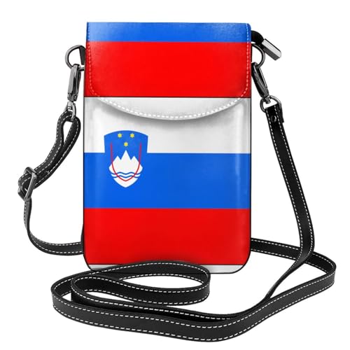 Qwvbn Umhängetasche aus Leder, Motiv: Flagge Sloweniens, weich und wasserdicht, kann als Geldbörse verwendet werden, mit abnehmbarem Schultergurt. von Qwvbn