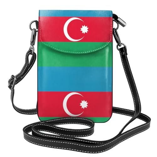 Qwvbn Umhängetasche aus Leder, Motiv: Flagge von Aserbaidschan, weich und wasserdicht, kann als Geldbörse verwendet werden, mit abnehmbarem Schultergurt. Qwvbn Umhängetasche aus Leder, Motiv: Flagge von Aserbaidschan, weich und wasserdicht, kann als Geldbörse verwendet werden, mit abnehmbarem Schultergurt. von Qwvbn