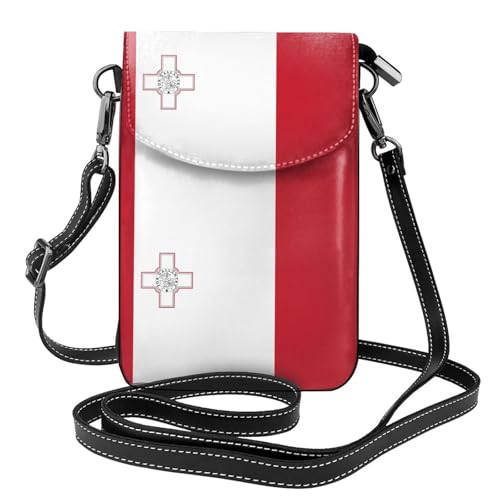 Qwvbn Umhängetasche aus Leder, Motiv: Flagge von Malta, weich und wasserdicht, kann als Geldbörse verwendet werden, mit abnehmbarem Schultergurt. Qwvbn Umhängetasche aus Leder, Motiv: Flagge von Malta, weich und wasserdicht, kann als Geldbörse verwendet werden, mit abnehmbarem Schultergurt. von Qwvbn