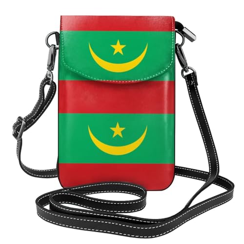 Qwvbn Umhängetasche aus Leder, Motiv: Flagge von Mauretanien, weich und wasserdicht, kann als Geldbörse verwendet werden, mit abnehmbarem Schultergurt. Qwvbn Umhängetasche aus Leder, Motiv: Flagge von Mauretanien, weich und wasserdicht, kann als Geldbörse verwendet werden, mit abnehmbarem Schultergurt. von Qwvbn