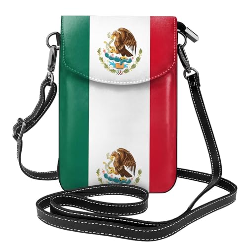Qwvbn Umhängetasche aus Leder, Motiv: Flagge von Mexiko, weich und wasserdicht, kann als Geldbörse verwendet werden, mit abnehmbarem Schultergurt. Qwvbn Umhängetasche aus Leder, Motiv: Flagge von Mexiko, weich und wasserdicht, kann als Geldbörse verwendet werden, mit abnehmbarem Schultergurt. von Qwvbn