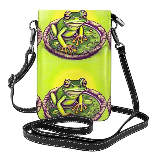 Qwvbn Umhängetasche aus Leder, Motiv: Frosch im Teich, weich und wasserdicht, kann als Geldbörse verwendet werden, mit abnehmbarem Schultergurt. Qwvbn Umhängetasche aus Leder, Motiv: Frosch im Teich, weich und wasserdicht, kann als Geldbörse verwendet werden, mit abnehmbarem Schultergurt. von Qwvbn