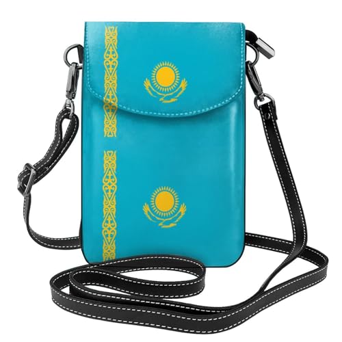 Qwvbn Umhängetasche aus Leder mit Flagge von Kasachstan, weich und wasserdicht, kann als Geldbörse verwendet werden, mit abnehmbarem Schultergurt. Qwvbn Umhängetasche aus Leder mit Flagge von Kasachstan, weich und wasserdicht, kann als Geldbörse verwendet werden, mit abnehmbarem Schultergurt. von Qwvbn