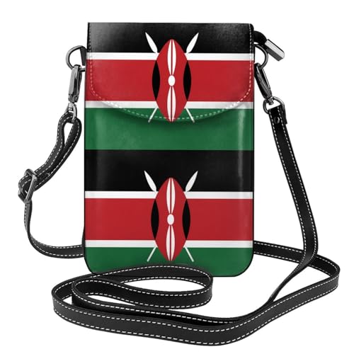 Qwvbn Umhängetasche aus Leder mit Flagge von Kenia, weich und wasserdicht, kann als Geldbörse verwendet werden, mit abnehmbarem Schultergurt. Qwvbn Umhängetasche aus Leder mit Flagge von Kenia, weich und wasserdicht, kann als Geldbörse verwendet werden, mit abnehmbarem Schultergurt. von Qwvbn