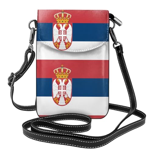 Qwvbn Umhängetasche aus Leder mit Flagge von Serbien, weich und wasserdicht, kann als Geldbörse verwendet werden, mit abnehmbarem Schultergurt. Qwvbn Umhängetasche aus Leder mit Flagge von Serbien, weich und wasserdicht, kann als Geldbörse verwendet werden, mit abnehmbarem Schultergurt. von Qwvbn