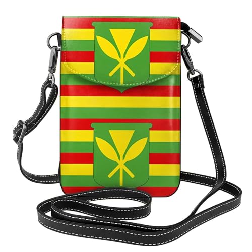 Qwvbn Umhängetasche aus Leder mit Hawaii-Flagge, weich und wasserdicht, kann als Brieftasche verwendet werden, mit abnehmbarem Schultergurt. von Qwvbn