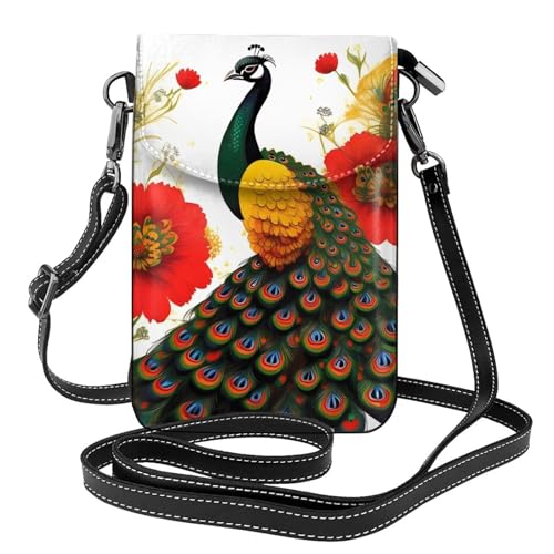 Qwvbn Umhängetasche aus Leder mit Pfauenmotiv, weich und wasserdicht, kann als Geldbörse verwendet werden, mit abnehmbarem Schultergurt. Qwvbn Umhängetasche aus Leder mit Pfauenmotiv, weich und wasserdicht, kann als Geldbörse verwendet werden, mit abnehmbarem Schultergurt. von Qwvbn