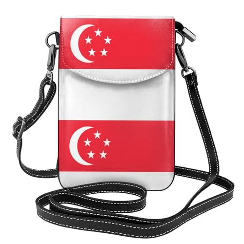 Qwvbn Umhängetasche aus Leder mit Singapur-Flagge, weich und wasserdicht, kann als Geldbörse verwendet werden, mit abnehmbarem Schultergurt. Qwvbn Umhängetasche aus Leder mit Singapur-Flagge, weich und wasserdicht, kann als Geldbörse verwendet werden, mit abnehmbarem Schultergurt. von Qwvbn
