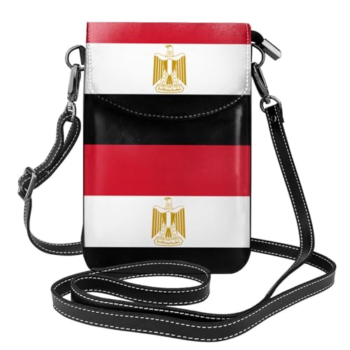 Qwvbn Umhängetasche aus Leder mit ägyptischer Flagge, weich und wasserdicht, kann als Geldbörse verwendet werden, mit abnehmbarem Schultergurt. von Qwvbn