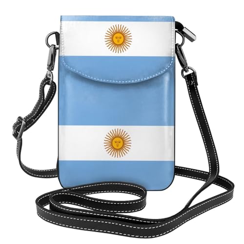 Qwvbn Umhängetasche aus Leder mit argentinischer Flagge, weich und wasserdicht, kann als Geldbörse verwendet werden, mit abnehmbarem Schultergurt. von Qwvbn