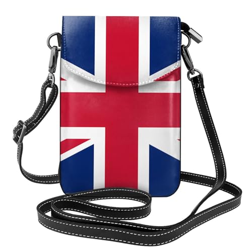 Qwvbn Umhängetasche aus Leder mit britischer Flagge, weich und wasserdicht, kann als Geldbörse verwendet werden, mit abnehmbarem Schultergurt. von Qwvbn