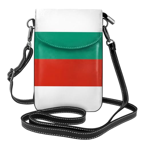 Qwvbn Umhängetasche aus Leder mit bulgarischer Flagge, weich und wasserdicht, kann als Geldbörse verwendet werden, mit abnehmbarem Schultergurt. von Qwvbn
