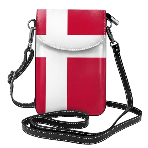 Qwvbn Umhängetasche aus Leder mit dänischer Flagge, weich und wasserdicht, kann als Geldbörse verwendet werden, mit abnehmbarem Schultergurt. Qwvbn Umhängetasche aus Leder mit dänischer Flagge, weich und wasserdicht, kann als Geldbörse verwendet werden, mit abnehmbarem Schultergurt. von Qwvbn