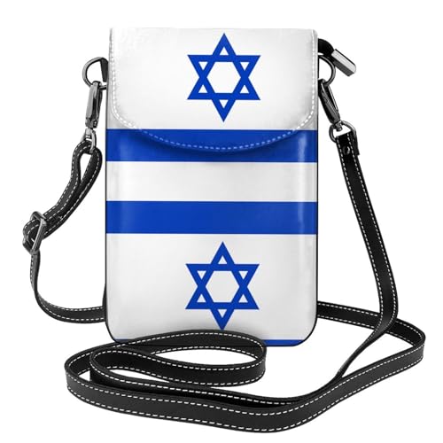 Qwvbn Umhängetasche aus Leder mit israelischer Flagge, weich und wasserdicht, kann als Geldbörse verwendet werden, mit abnehmbarem Schultergurt. Qwvbn Umhängetasche aus Leder mit israelischer Flagge, weich und wasserdicht, kann als Geldbörse verwendet werden, mit abnehmbarem Schultergurt. von Qwvbn