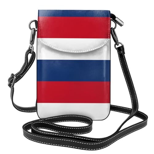 Qwvbn Umhängetasche aus Leder mit niederländischer Flagge, weich und wasserdicht, kann als Geldbörse verwendet werden, mit abnehmbarem Schultergurt. von Qwvbn