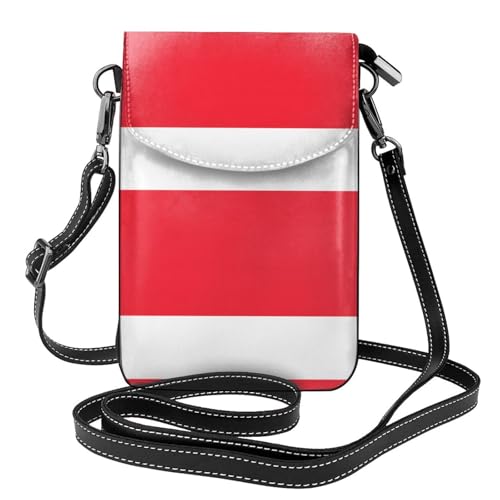 Qwvbn Umhängetasche aus Leder mit österreichischer Flagge, weich und wasserdicht, kann als Geldbörse verwendet werden, mit abnehmbarem Schultergurt. Qwvbn Umhängetasche aus Leder mit österreichischer Flagge, weich und wasserdicht, kann als Geldbörse verwendet werden, mit abnehmbarem Schultergurt. von Qwvbn