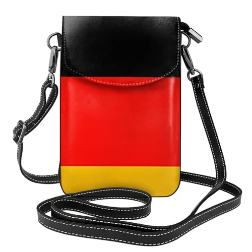 Qwvbn Umhängetasche mit Deutschlandflagge aus Leder, weich und wasserdicht, kann als Geldbörse verwendet werden, mit abnehmbarem Schultergurt. von Qwvbn