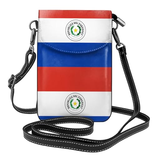 Qwvbn Umhängetasche mit Paraguay-Flagge aus Leder, weich und wasserdicht, kann als Brieftasche verwendet werden, mit abnehmbarem Schultergurt. von Qwvbn