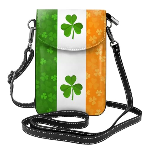 Qwvbn Umhängetasche mit irischer Flagge, Leder, weich und wasserdicht, kann als Brieftasche verwendet werden, mit abnehmbarem Schultergurt. von Qwvbn
