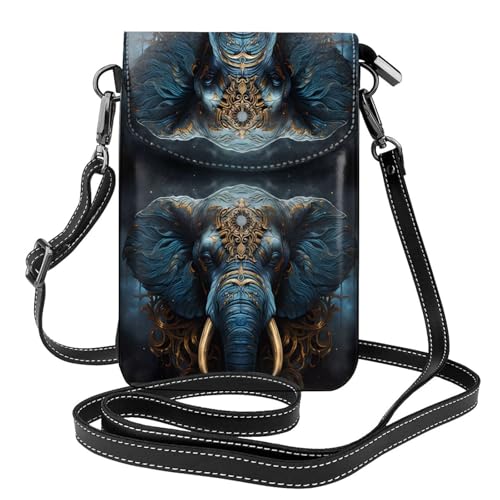 Qwvbn Unheimliche Elefanten-Umhängetasche aus Leder, weich und wasserdicht, kann als Brieftasche verwendet werden, mit abnehmbarem Schultergurt. von Qwvbn