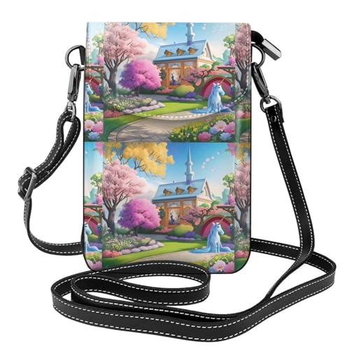 Qwvbn Unicorn Fairy Tale Leder-Crossbody-Tasche, weich und wasserdicht, kann als Brieftasche verwendet werden, mit abnehmbarem Schultergurt. Qwvbn Unicorn Fairy Tale Leder-Crossbody-Tasche, weich und wasserdicht, kann als Brieftasche verwendet werden, mit abnehmbarem Schultergurt. von Qwvbn