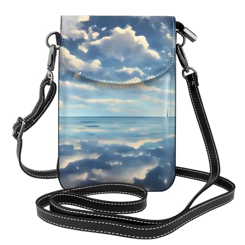 Qwvbn Weiße Wolken über dem Meer, Leder-Umhängetasche, weich und wasserdicht, kann als Geldbörse verwendet werden, mit abnehmbarem Schultergurt. Qwvbn Weiße Wolken über dem Meer, Leder-Umhängetasche, weich und wasserdicht, kann als Geldbörse verwendet werden, mit abnehmbarem Schultergurt. von Qwvbn