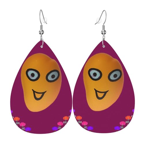 Smiley Mango Teardrop-förmige Lederohrringe, Kleidungsdekoration, geeignet für Festivalpartys, Feiertage und das tägliche Leben von Qwvbn