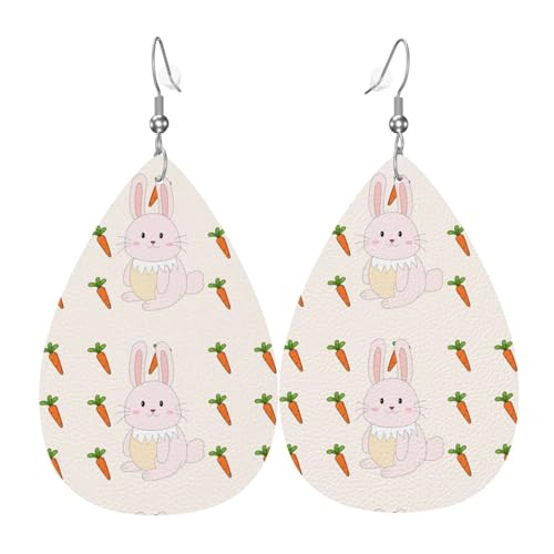 Smiling Rabbit Teardrop-shaped leather earrings, clothing decoration, suitable for festival parties, holidays and daily life von Qwvbn