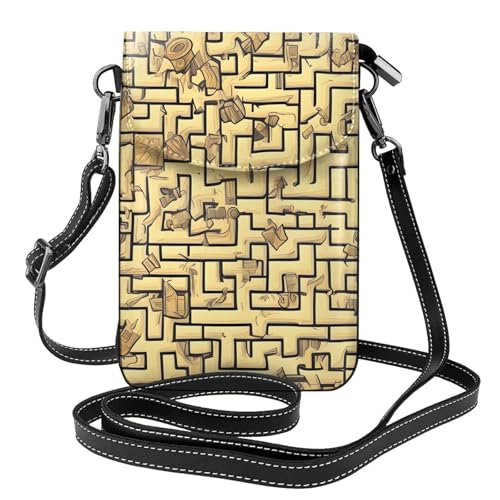 Treasure Maze Leder-Crossbody-Tasche, weich und wasserdicht, kann als Brieftasche verwendet werden, mit abnehmbarem Schultergurt. Treasure Maze Leder-Crossbody-Tasche, weich und wasserdicht, kann als Brieftasche verwendet werden, mit abnehmbarem Schultergurt. von Qwvbn