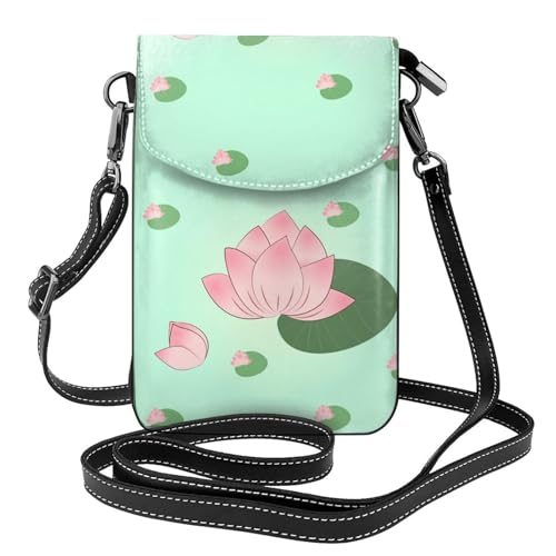 Umhängetasche aus Leder, Motiv: Lotusblumen, die auf Blüte warten, weich und wasserdicht, kann als Geldbörse verwendet werden, mit abnehmbarem Schultergurt. Umhängetasche aus Leder, Motiv: Lotusblumen, die auf Blüte warten, weich und wasserdicht, kann als Geldbörse verwendet werden, mit abnehmbarem Schultergurt. von Qwvbn