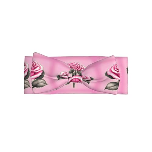 Wunderschönes rosa Rosen Allover-bedrucktes Baby-Schleifen-Haarband passt zu jedem Outfit für Babys, Kleinkinder und Kinder von Qwvbn