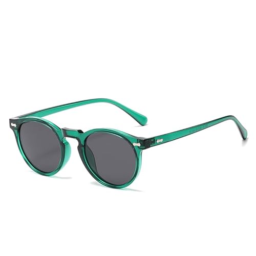 Qxiao 1 x literarische Vintage-Brille, rund, modisch, Reisnagel-Sonnenbrille, polarisierte Sonnenbrille für Damen und Herren, grün von Qxiao