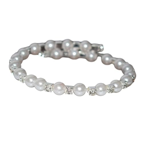 Qxiao Elegantes Kristall-Imitations-Perlenarmband, mehrlagig, dehnbar, Perlenarmband für Damen, Brautschmuck, Geschenk, silver 1 row, einfach von Qxiao