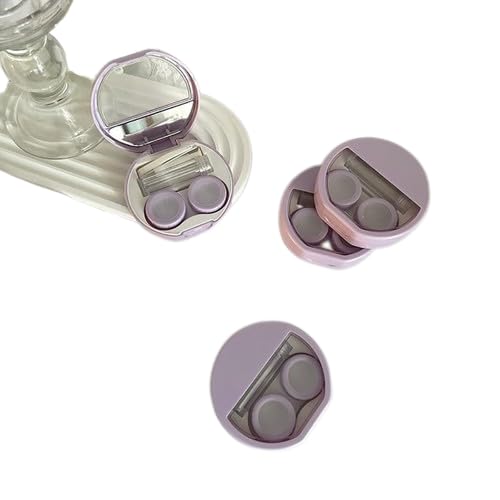 Qxiao Süßes Kontaktlinsenetui für Mädchen, niedlich, tragbar, für Kontaktlinsen, Aufbewahrungsbehälter für Schönheitslinsen, violett, 1PC von Qxiao