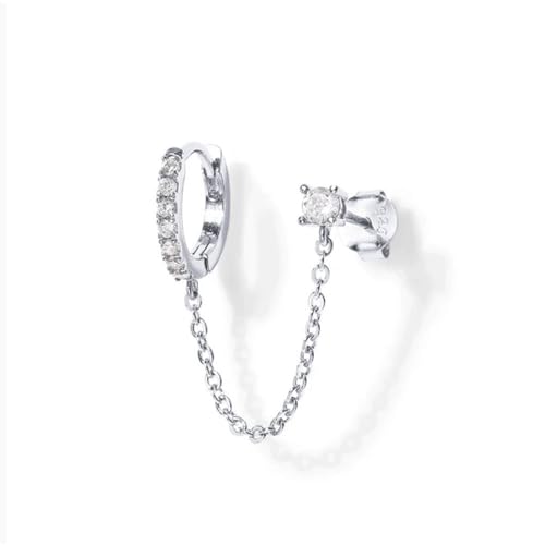 Double Piercing Hoop Earrings For Women Gift Dainty Stud Trendy Small Zirconia Chain For Wife Sister Gifts(Silver) von Qxmiguel