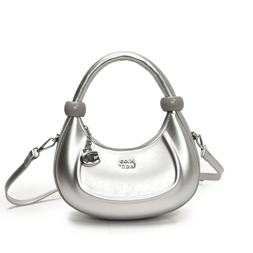 Qxmiguel Umhängetasche Crescent Form Tote Mode Crossbody Tasche Verstellbarer Schultergurt mit Reißverschluss Silber Qxmiguel Umhängetasche Crescent Form Tote Mode Crossbody Tasche Verstellbarer Schultergurt mit Reißverschluss Silber von Qxmiguel