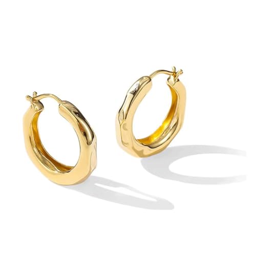 S925 Sterling Silber Ohrringe Retro Fließende Creolen Leicht Luxus Vielseitig EIN Paar for Frauen Und Mädchen(Gold) von Qxmiguel