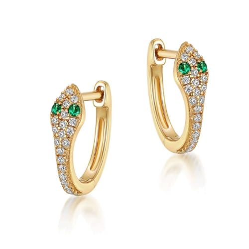 S925 Sterling Silber Ohrringe for Frauen Grün Zirkonium Schlange Form Design Sternzeichen Ohrring for mädchen EIN Paar von Qxmiguel