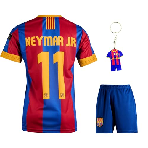 Qycksouth Ard Neymar Nr.11 Kinder Trikot Set – Retro Fan Trikot mit Shorts, Schlüsselanhänger und Sticker – Legenden Look 2025 Stil – Größen 140 von Qycksouth